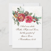 Red Roses Greenery Winter Christianl Wedding Kaart (Achterkant)