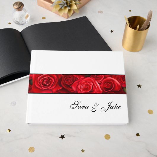 Red Roses Guest Book Gastenboek (Voorkant open)
