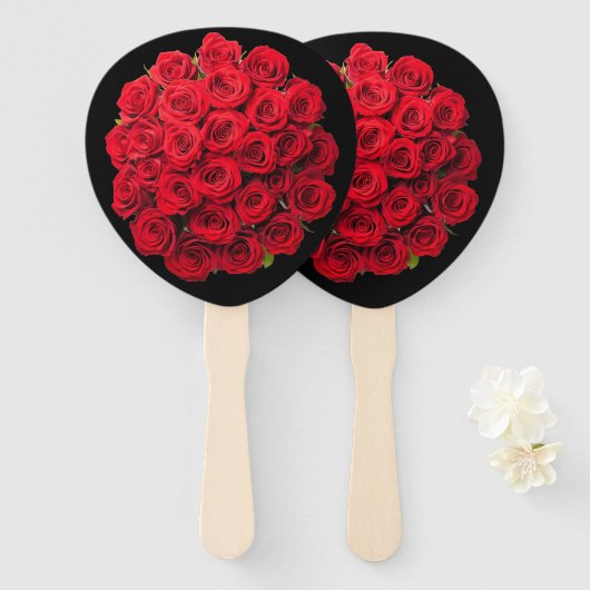 Red roses handwaaier (Voorkant en achterkant)