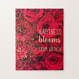 Red Roses Happiness Blooms van binnenuit puzzels