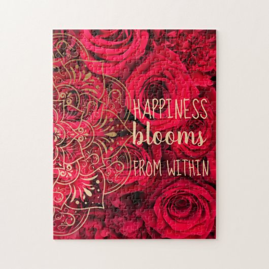 Red Roses Happiness Blooms van binnenuit puzzels (Verticaal)