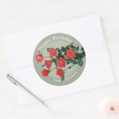 Red roses Happy Birthday uit Elisabeth CC0882 Ronde Sticker (Envelop)