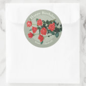 Red roses Happy Birthday uit Elisabeth CC0882 Ronde Sticker (Tas)
