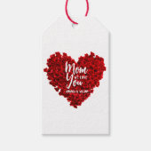 Red Roses hart hou van je mam Moederdag Cadeaulabel (Voorkant)