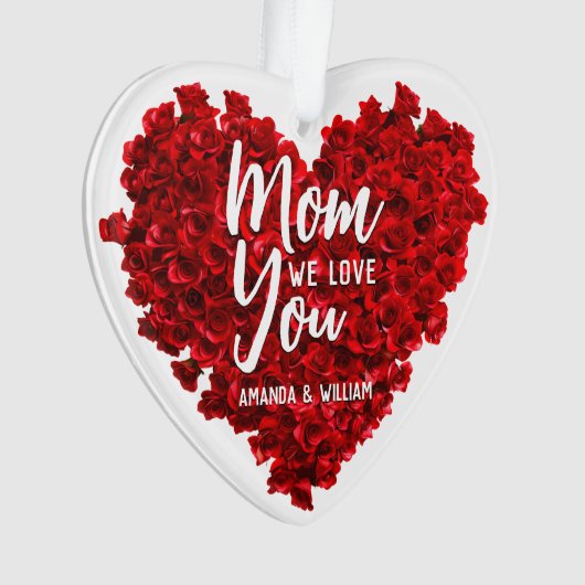 Red Roses hart hou van je mam Moederdag Ornament (voorkant)