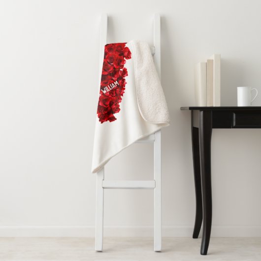 Red Roses hart hou van je mam Moederdag Sherpa Deken (In situ)