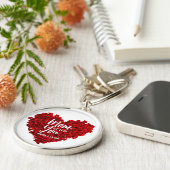 Red Roses hart hou van je mam Moederdag Sleutelhanger (Zijkant)