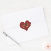 Red Roses Hart Romantisch 50ste bruiloft Jubileum Ronde Sticker (Envelop)