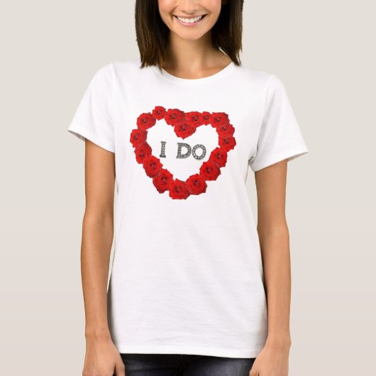 Red Roses Heart I Bling Wedding T-Shirt (Voorkant)