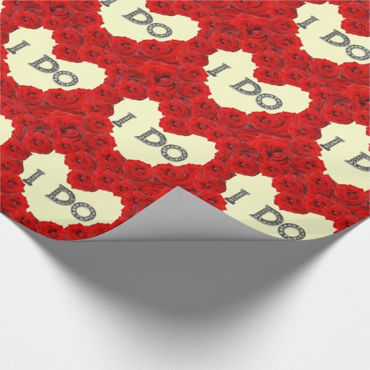Red Roses Heart I Bling Wrapping Paper Cadeaupapier (Hoek)