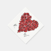Red Roses Heart Monogram Servet (Hoek)