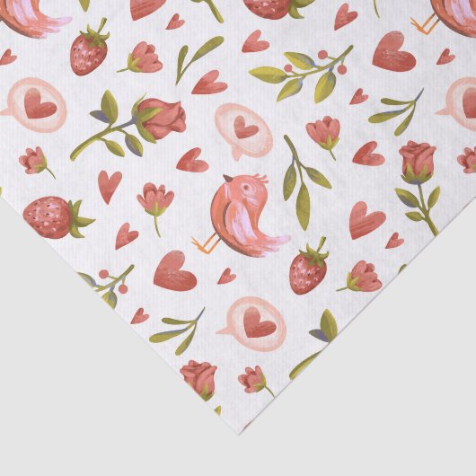 Red Roses Heart Pattern Sweet Valentijnsdag Tissuepapier (Detail)