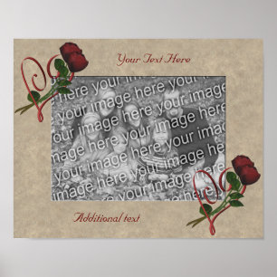Red Roses Heart Voeg je foto toe Gepersonaliseerd Poster