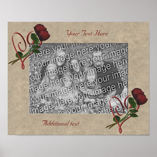 Red Roses Heart Voeg je foto toe Gepersonaliseerd Poster (Voorkant)