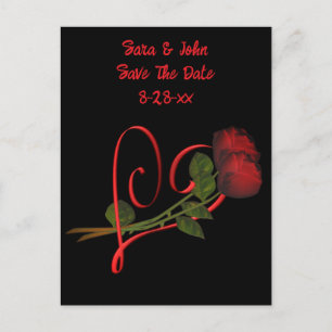 Red Roses Heart Wedding Bewaar de datum Aankondigingskaart