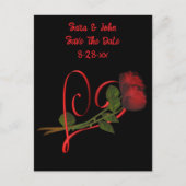 Red Roses Heart Wedding Bewaar de datum Aankondigingskaart (Voorkant)