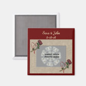 Red Roses Heart Wedding for Save the Date Magnet (Voorkant / Achterkant)