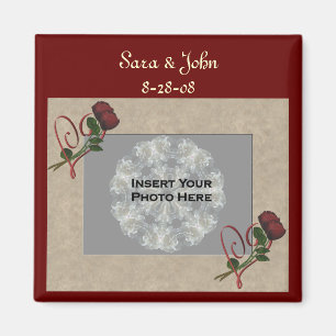 Red Roses Heart Wedding for Save the Date Magnet