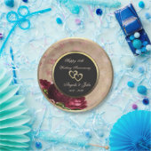 Red Roses Hearts 50th Wedding Anniversar Papieren Bordje (Feest)