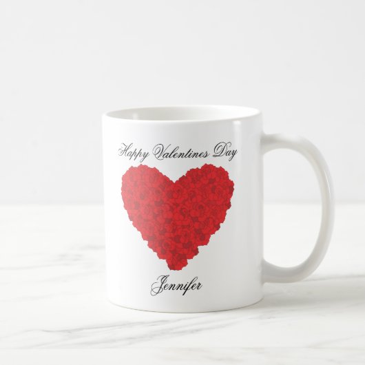 Red Roses Hearts Coffee Mok (Rechts)