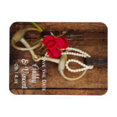 Red Roses Horse Bit Country Wedding Save the Date Magneet (Horizontaal)