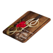 Red Roses Horse Bit Country Wedding Save the Date Magneet (Linkerzijde)