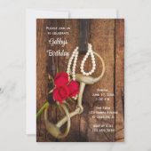 Red Roses Horse Bit Land Western Birthday Party Kaart (Voorkant)