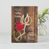 Red Roses Horse Bit Land Western Birthday Party Kaart (Staand voorkant)