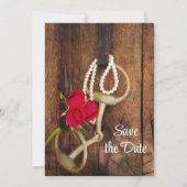 Red Roses Horse Bit Western Weddenschap Save the D Date (Voorkant)
