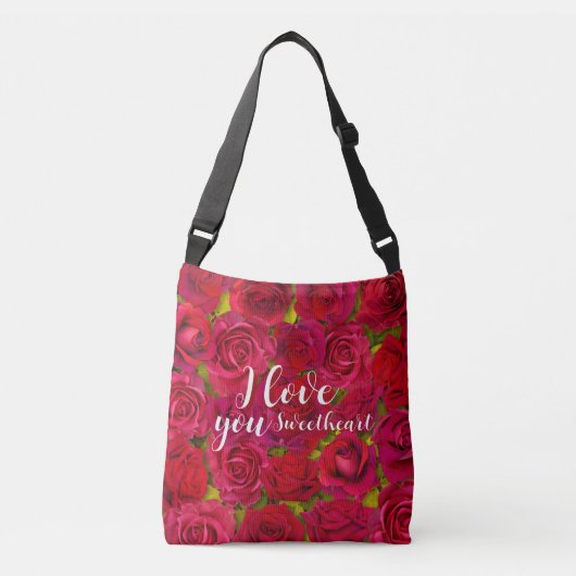 Red Roses I Love you Name Crossbody Tas (Voorkant)