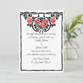 Red Roses Intertwined Wedding Invitations Kaart (Staand voorkant)