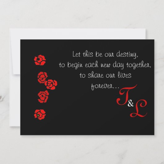Red Roses Intertwined Wedding Invitations Kaart (Achterkant)