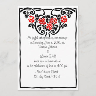 Red Roses Intertwined Wedding Invitations Kaart