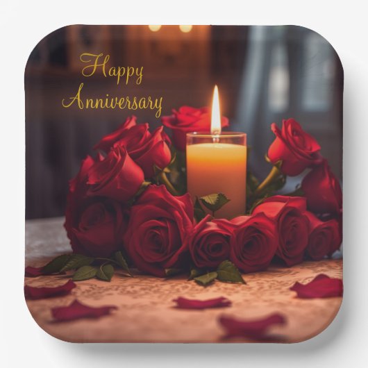 Red Roses Jubileum Papieren Bordje (Voorkant)