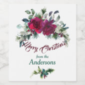 Red Roses kerst Bouquet gepersonaliseerd Wijn Etiket (Enkel label)