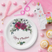 Red Roses kerst Bouquet Papieren Bordje (Feest)