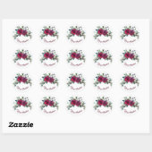 Red Roses kerst Bouquet Ronde Sticker (Vel)
