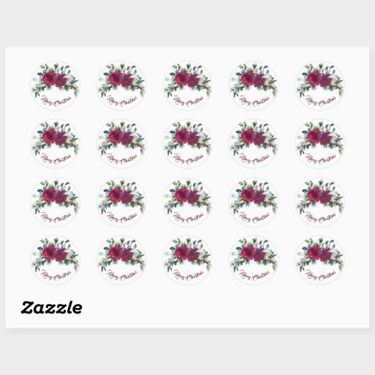 Red Roses kerst Bouquet Ronde Sticker (Vel)