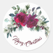 Red Roses kerst Bouquet Ronde Sticker (Voorkant)