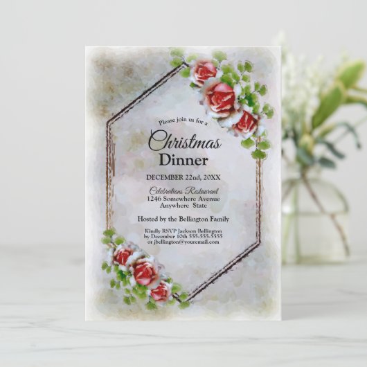 Red Roses kerst Kaart (Staand voorkant)