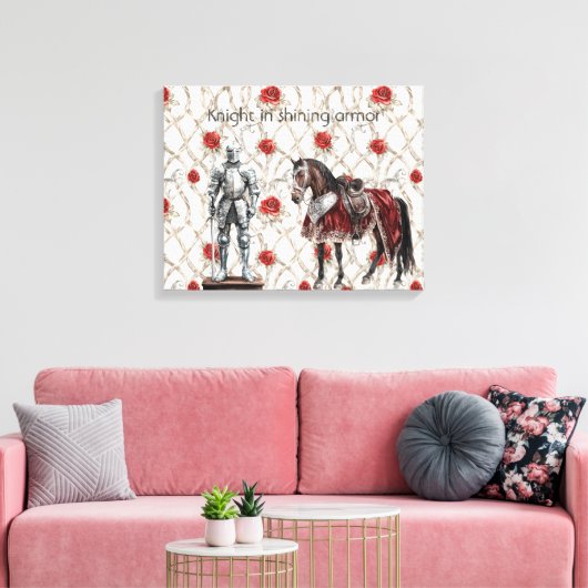 Red Roses Knight in Shining Armor Canvas Afdruk (Insitu (Woonkamer))