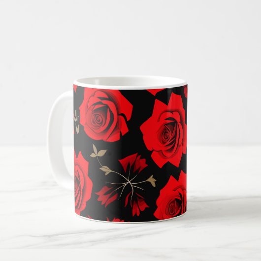 Red roses koffiemok (Voorkant links)