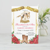 Red Roses Latino 3 jaar oud presentatielisemeisje Kaart (Staand voorkant)