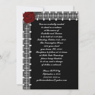 Red Roses Lattice Gothic Wedding Invites Kaart