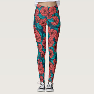 Red roses leggings