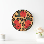 Red Roses & Leopard Print Grote Klok (Huis)