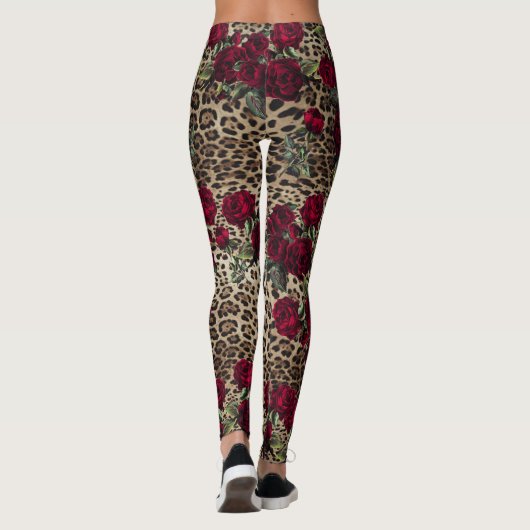 Red Roses Leopard print Leggings (Achterkant)