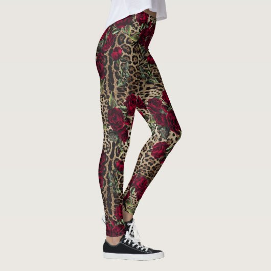 Red Roses Leopard print Leggings (Rechts)
