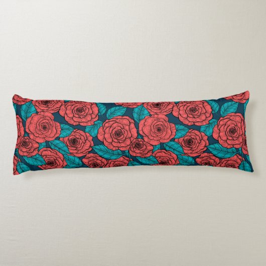 Red roses lichaamskussen (Achterkant)