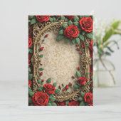 Red Roses  Lijst bruiloft Kaart (Staand voorkant)